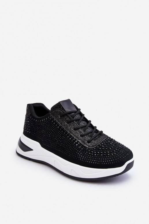   Sneakers modeļa apavi ar mirdzošiem spīdumiņiem melnas krāsas Raiden