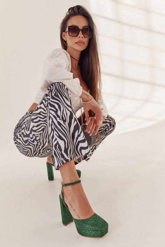 Sieviešu basenes Spīdīgi ar papēdi Zaļas krāsas Rosel