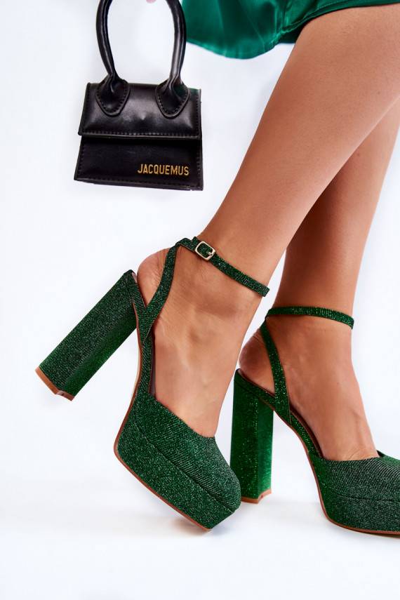 Sieviešu basenes Spīdīgi ar papēdi Zaļas krāsas Rosel