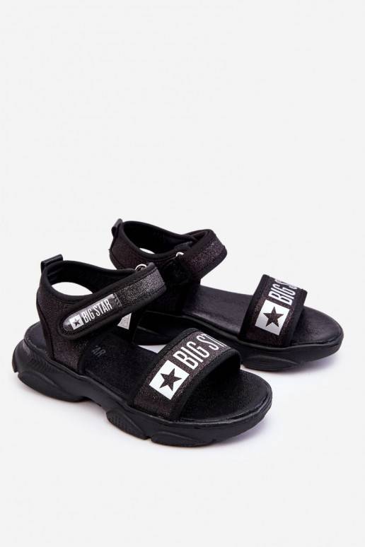 Bērnu apavi sandales ar lipīgām aizdarēm Big Star LL374192 melnas krāsas
