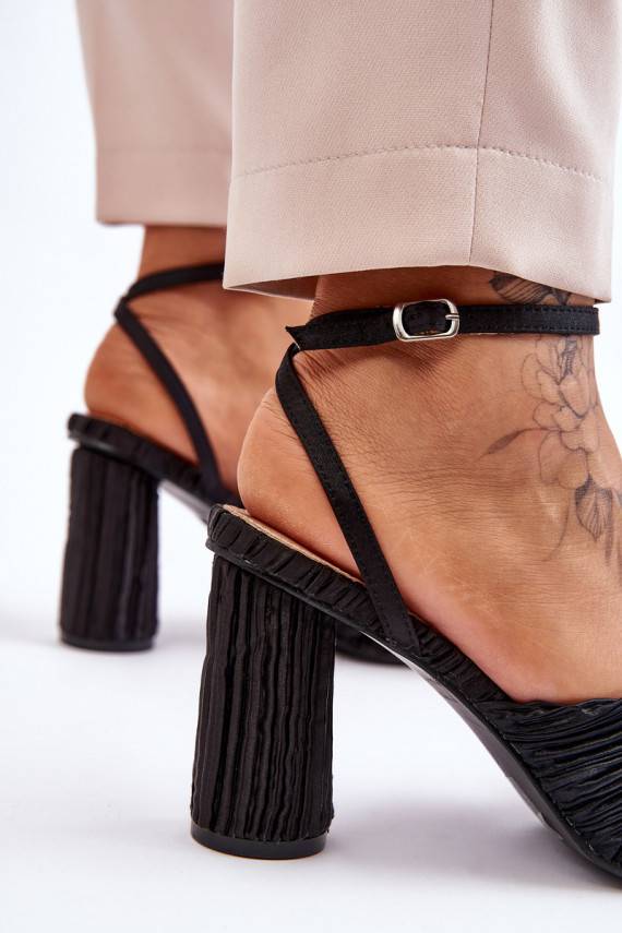 stilīgas sandales ar bantītēm ar papēdi melnas krāsas Callum