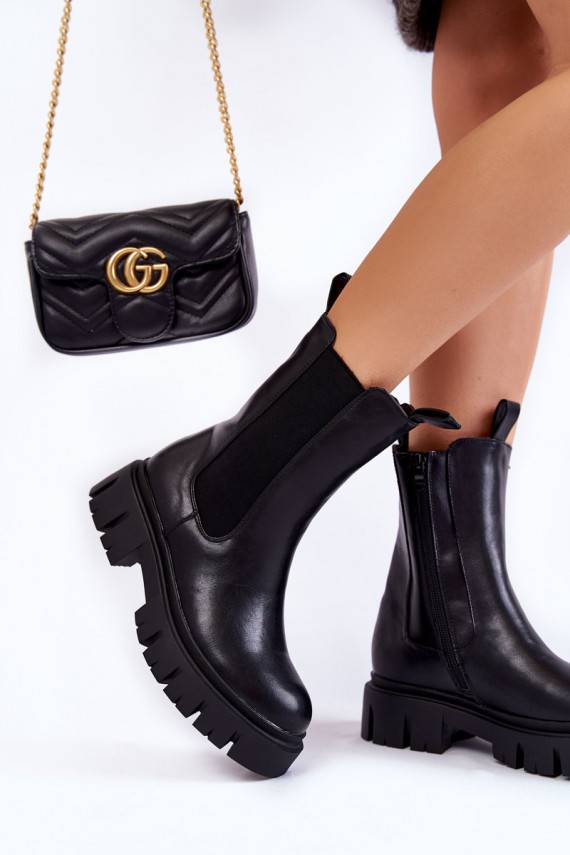   masīvi zābaki ar platformu melnas krāsas Aliana