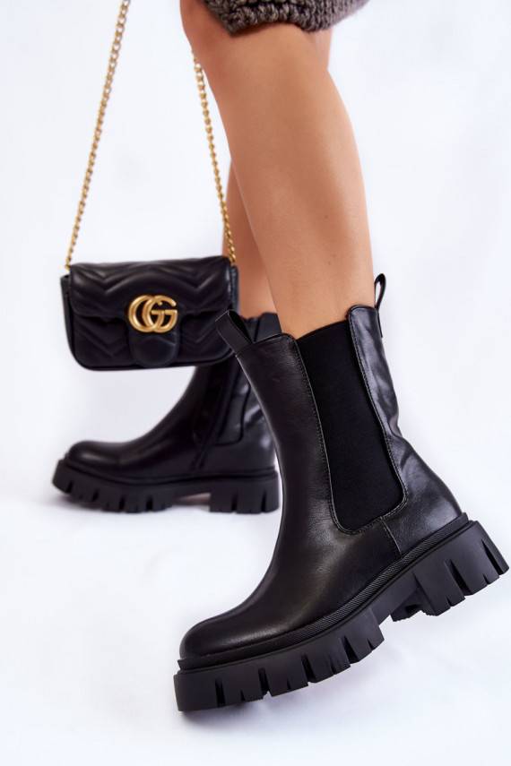   masīvi zābaki ar platformu melnas krāsas Aliana