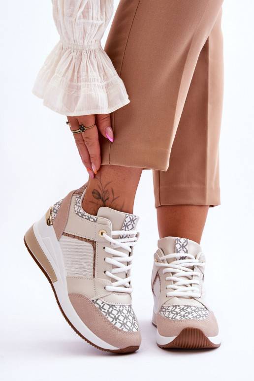   Sneakers modeļa apavi sporta apavi ar platformu Baltas-smilšu krāsas Nomera