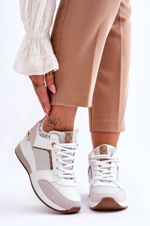   Sneakers modeļa apavi ar platformu baltas krāsas Chevre