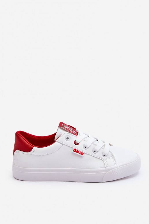 Stilīgi sporta apavi no dabīgas ādas Big Star EE274311 Baltas-sarkanas krāsas