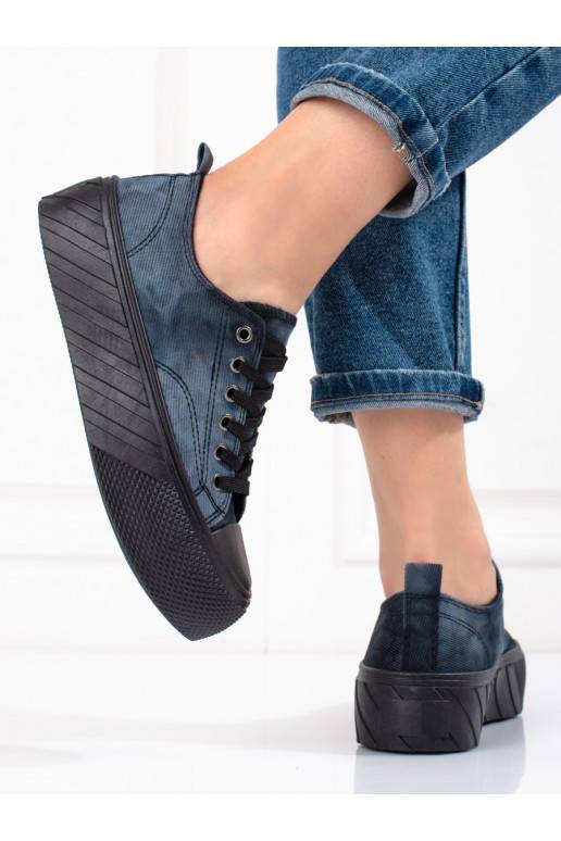 Sieviešu zābaki Shelovet sztruksowe Zilas krāsas