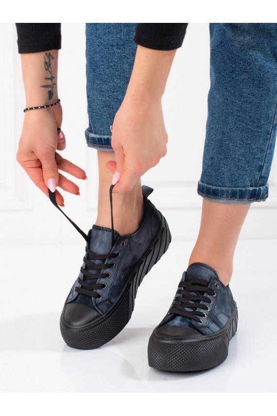 Sieviešu zābaki Shelovet sztruksowe Zilas krāsas