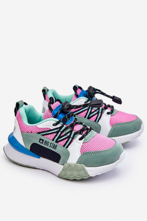 Bērnu apavi sporta apavi Memory Foam System Big Star LL374219 rozā krāsa-Zaļas krāsas