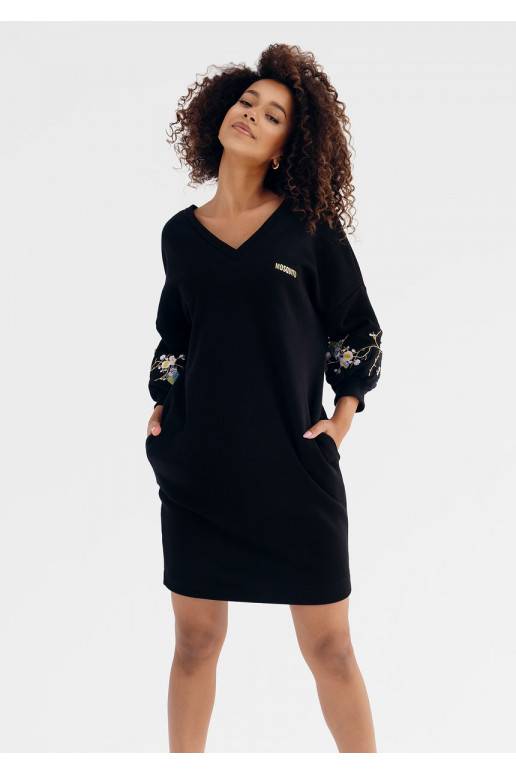 Dina - melna kokvilnas kleita Dina - melna kokvilnas kleita