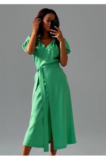 Selma - zaļa midi garuma kleita 2